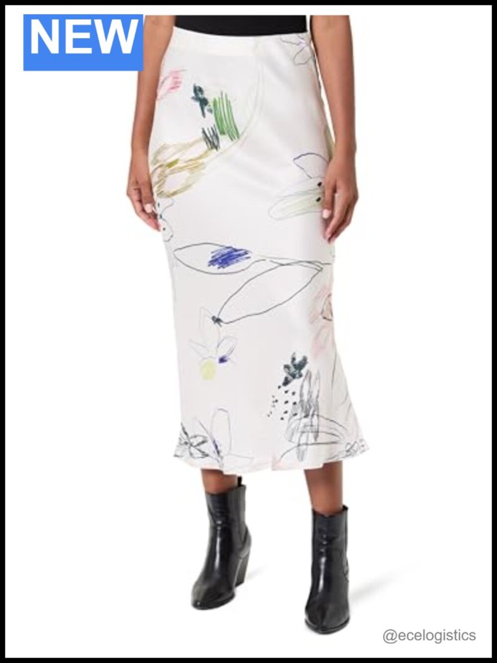 Viscose Chevron Print Tea Length Drawstring Skirt